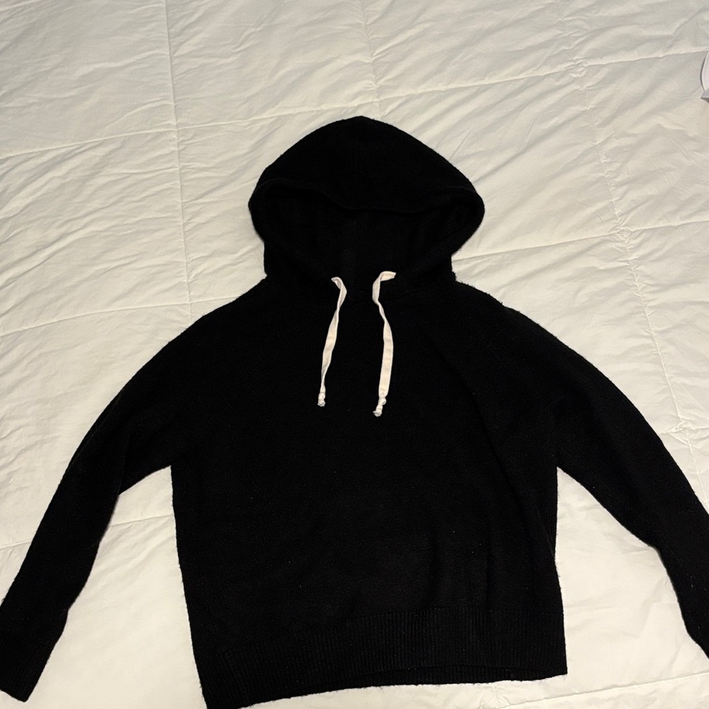 Black Knit Hooded Sweater